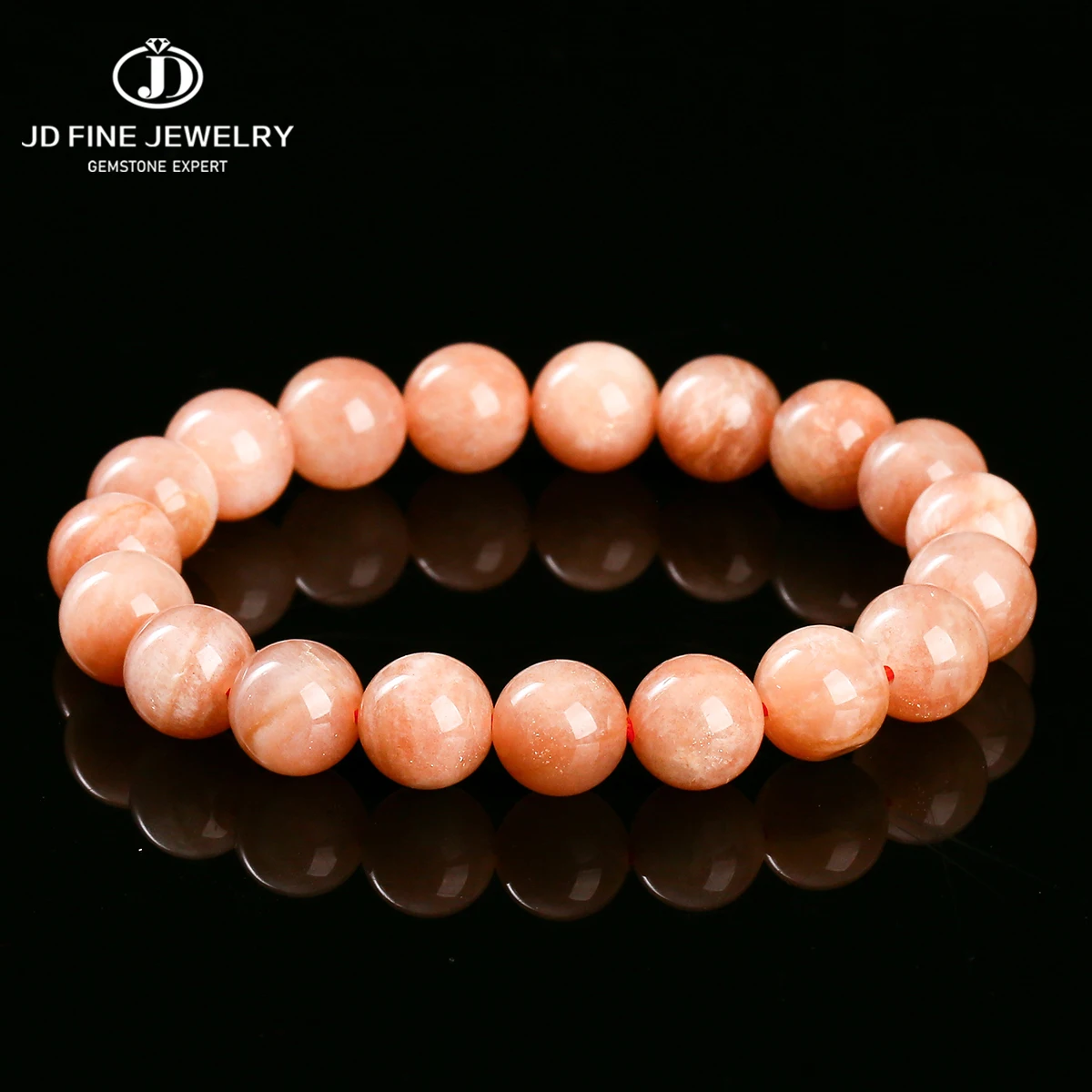 JD Natural Orange Suntone Beaded Bracelets Women Casual Handmade Stretch Bangles Yoga Healing Power Jewelry Pulsera de mujer