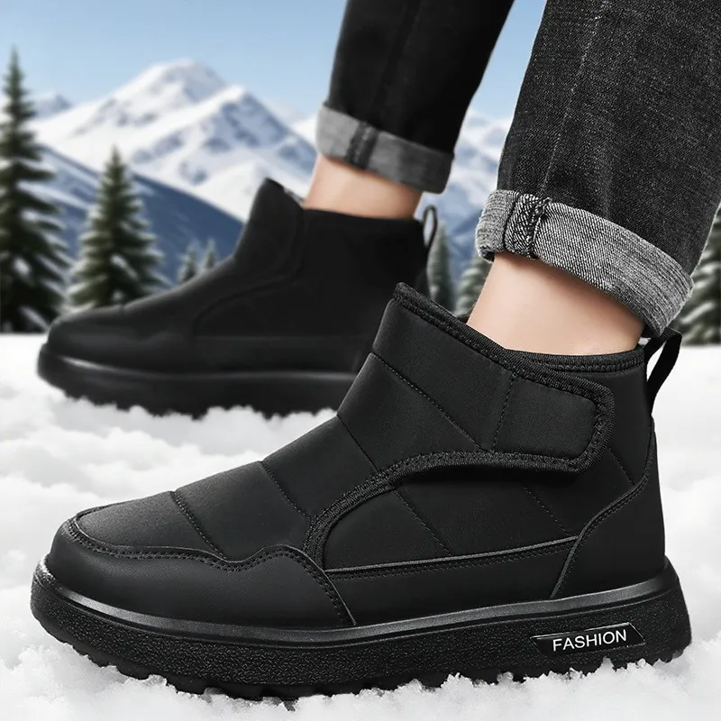 

Men's Cotton Shoes 2025 Winter Fashion Thicken Plush Warm Snow Boots Comfortable Soft Sole Outdoor Non Slip Vintage Short Boots