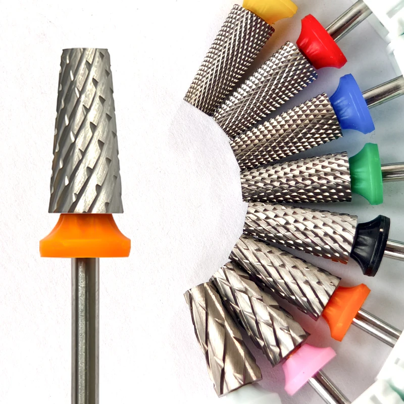 Konische Barrel Nagel Bohrer Bits Hartmetall Nägel Schleifen Kopf Fräser 4XC Harte Weiche Gel Entfernung Polieren DIY Werkzeuge – Detail 3