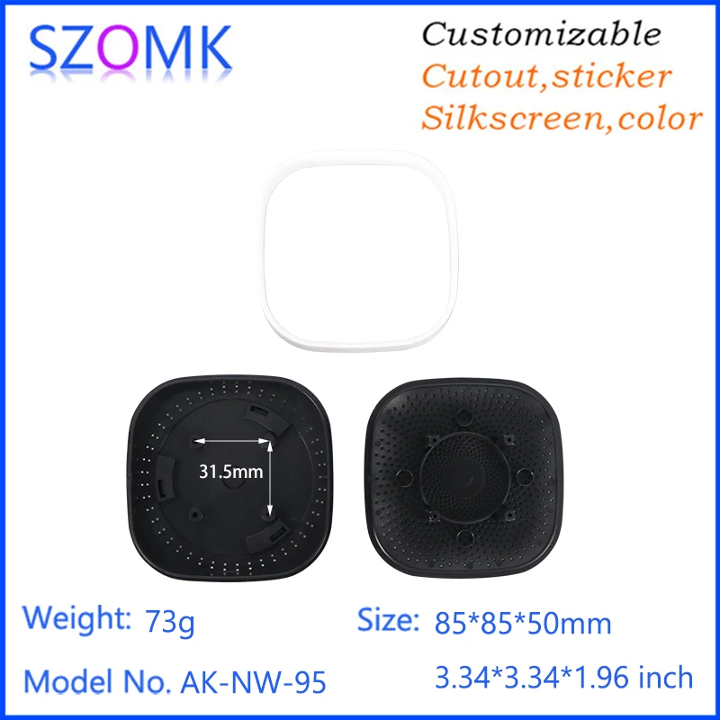 SZOMK AK-NW-95 85*85*50mm OEM ODM ABS Network Wireless Iot Sensor Smoke Fire Alarm Pm2.5 Plastic Enclosure Box