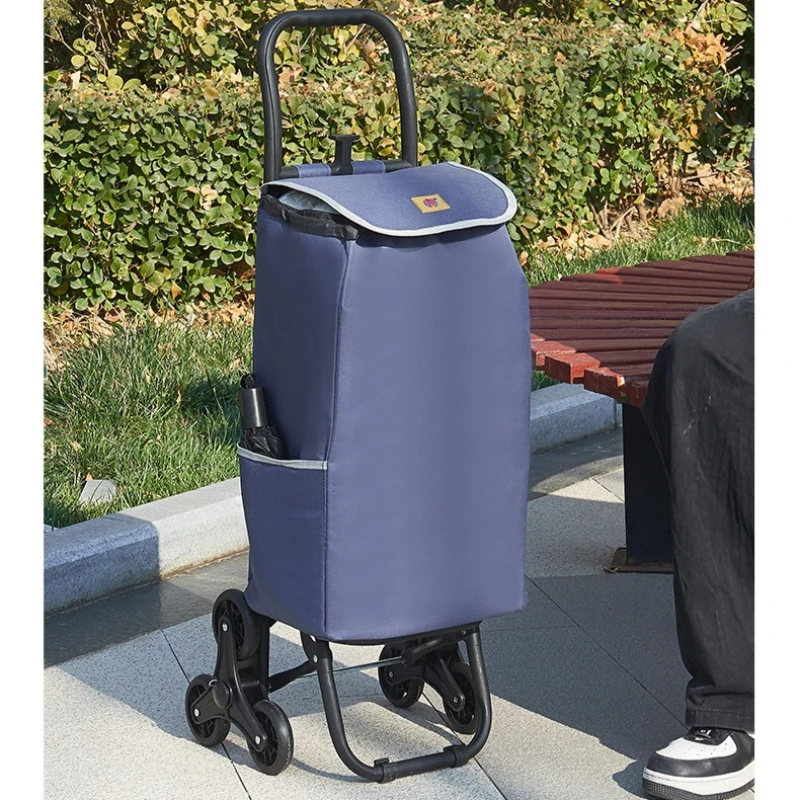 Climbing three wheeled folding handcart, portable handcart, elderly shopping , grocery , insulated Oxford cloth bag