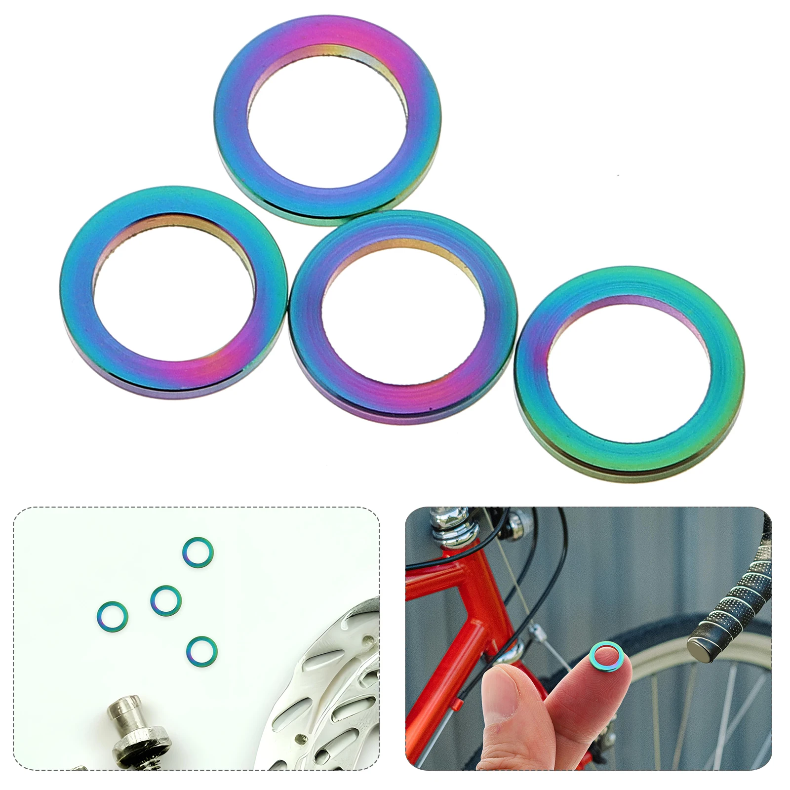 

4Pcs Bike Screw Washers Flat Metal Long-Lasting Washers for Bolts Secure Fixing Heavy Duty Repair Hardware for Bicycle