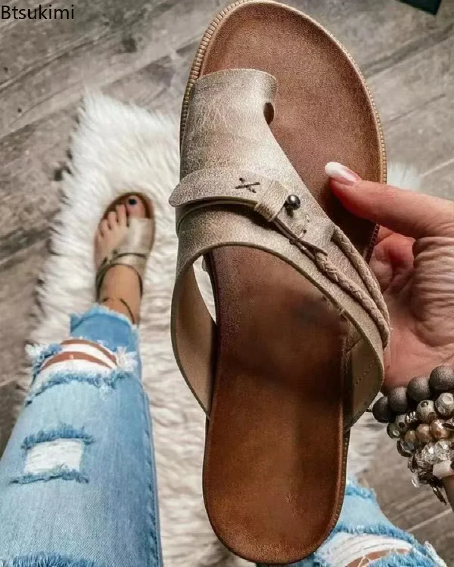 2025 Zapatillas de verano para Mujer, sandalias de fondo plano, zapatos de verano para Mujer, chanclas de playa para exteriores para Mujer, Zapatillas para Mujer