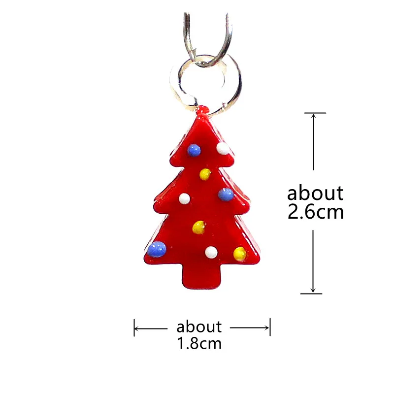2pcs Mini Colorful Christmas Tree Glass Pendant Dopamine Cute Charms DIY Craft Jewelry Making Accessories for Handmade Lovers