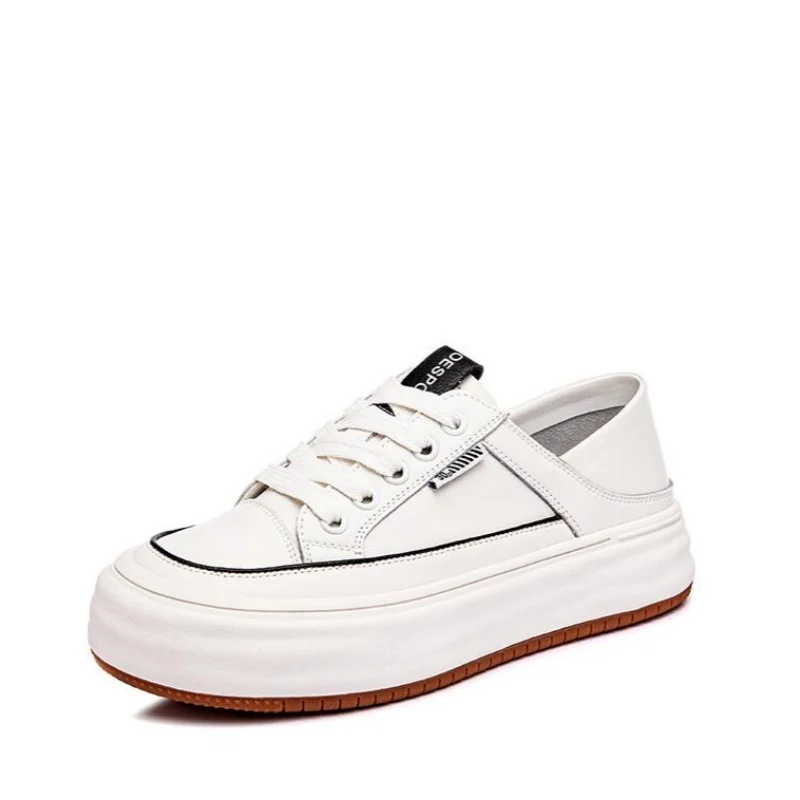 Autumn 4cm Genuine Leather Rubber Ergonomic Autumn Soft Flats Leisure Loafer Vulcanize Ethnic Woman Comfy Chunky Sneaker Shoes