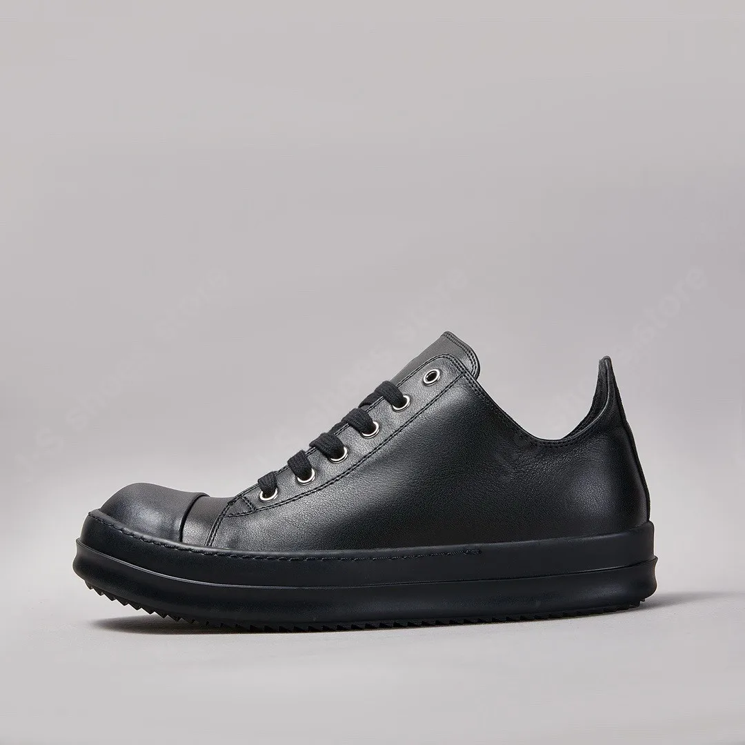 Ricks All Black Scarpe in pelle Scarpe da uomo Sneaker da donna Scarpa bassa Owens Scarpe casual Scarpe basse in pelle di vacchetta Sneaker da uomo con lacci