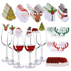 20/30Pcs Cup Card Santa Hat Snowman Wine Glass Ornament 2024 Christmas Decoration Home Party Navidad Noel Holiday Decor Supplies