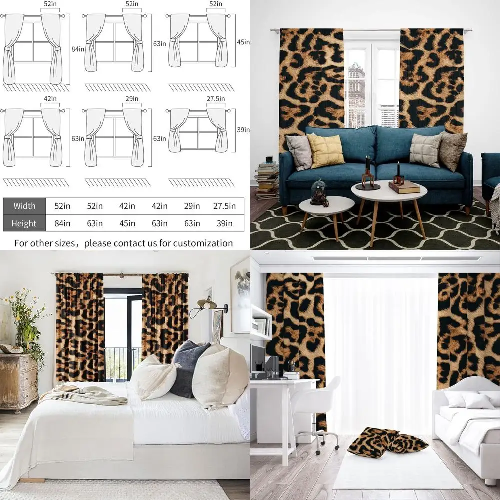 

Leopard Print Blackout Curtains 52x84 - 2 Pack for Bedroom/Living Room, Animal Art Drapes