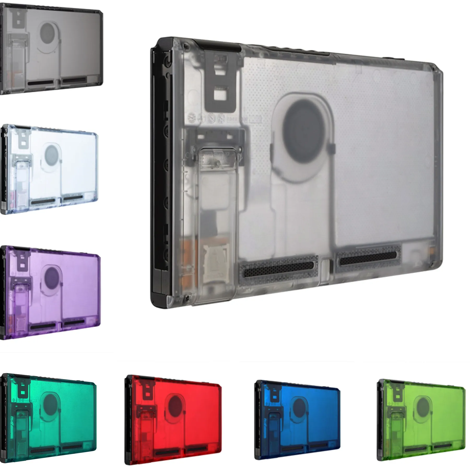 eXtremeRate Custom Transparent Console Back Plate DIY Replacement Housing Shell Case for Nintendo Switch Console with Kickstand