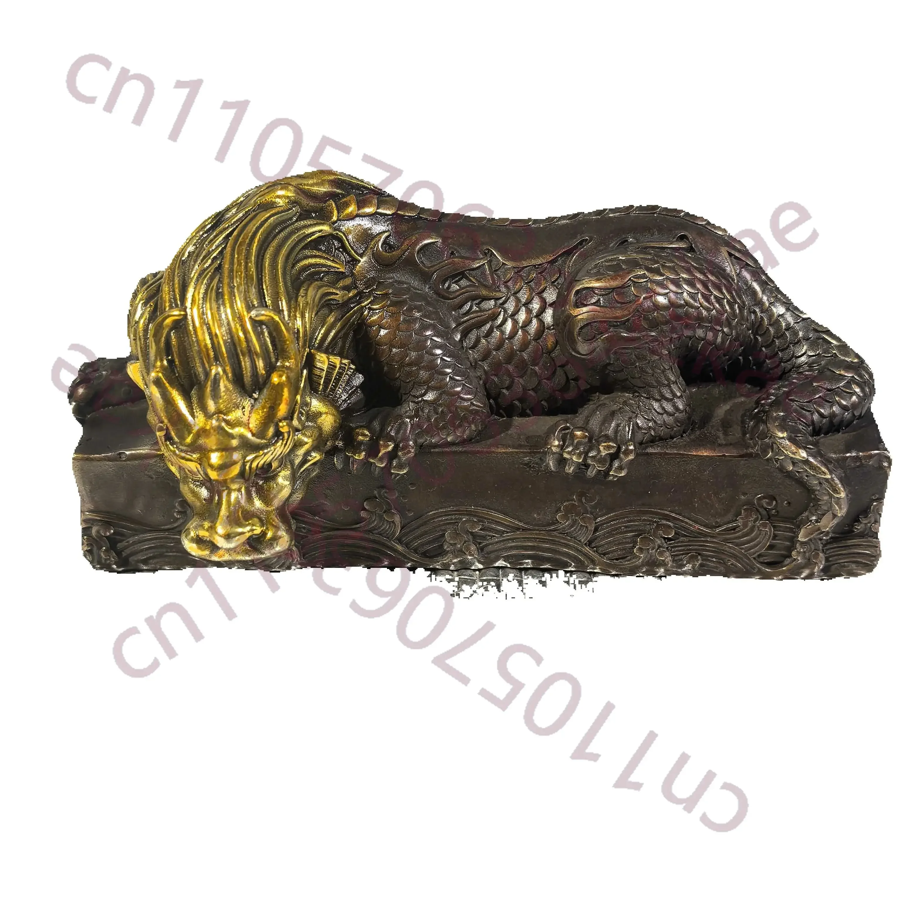 Chinese Folk Collection of Old Pure copper pit viper town water beast ornaments for home living room