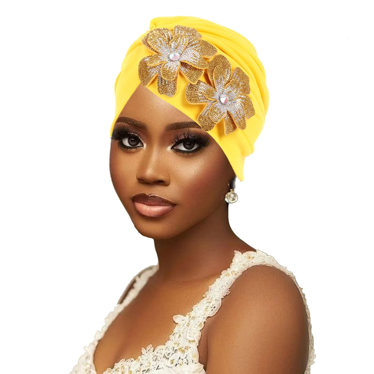 

New Fashion African Auto Gele Headties Muslim Turban Hijab for Women Bonnet Indian Cap Nigeria Head Wrap Hat Wedding Geles Scarf
