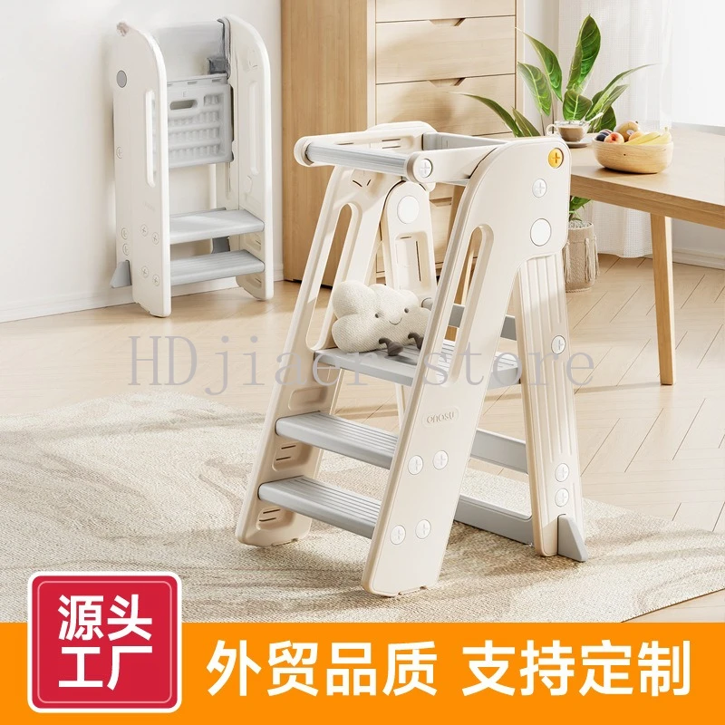 

Baby Learning Tower - Foldable Kids Step Stool with Handrail for Washing, Brushing Teeth & Toddler Bath Time