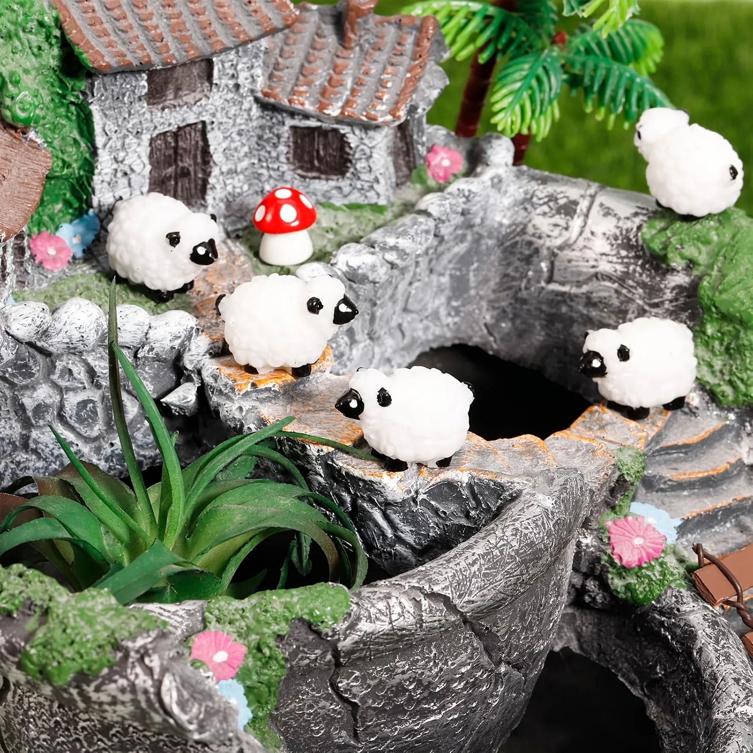 20Pcs Mini White Resin Sheep Figurines Micro Landscape Moss Garden Indoor Outdoor Decor Ornaments