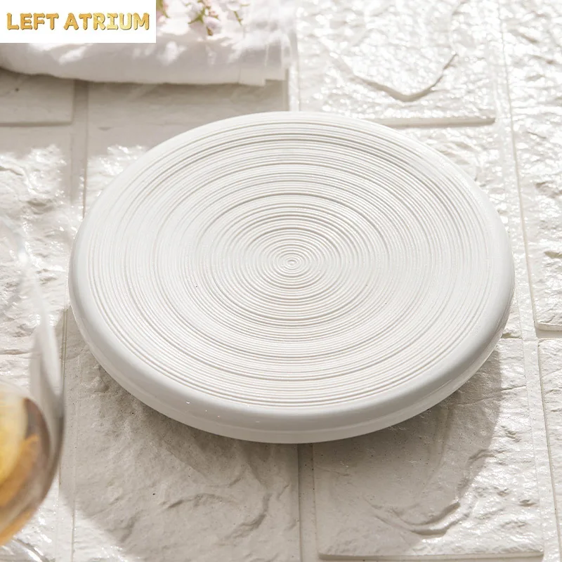 Brushed Circular Plate Ceramic Steak Plate Dessert Sushi Plate Pasta Dish Serving Plates Molecular Cuisine Restaurant Tableware