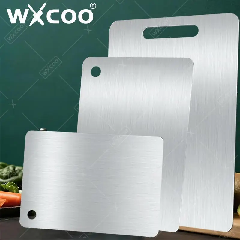 WXCOO Kitchen Household Thickened Double Sided Cutting Board Panel and Chopping Block Stainless Steel Dough Kneading Board
