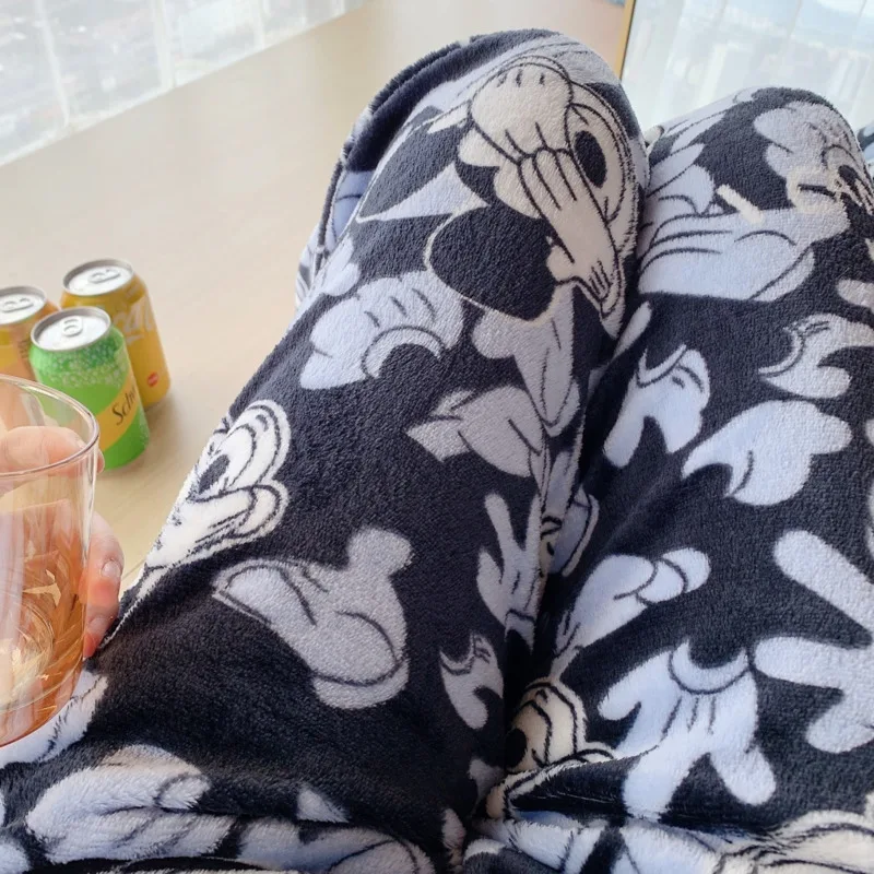New Disney Mickey Mouse Pajama Pants Women Winter Plush Long Sleepwear Korean Fashion Cute Home Wear Clothes Y2k