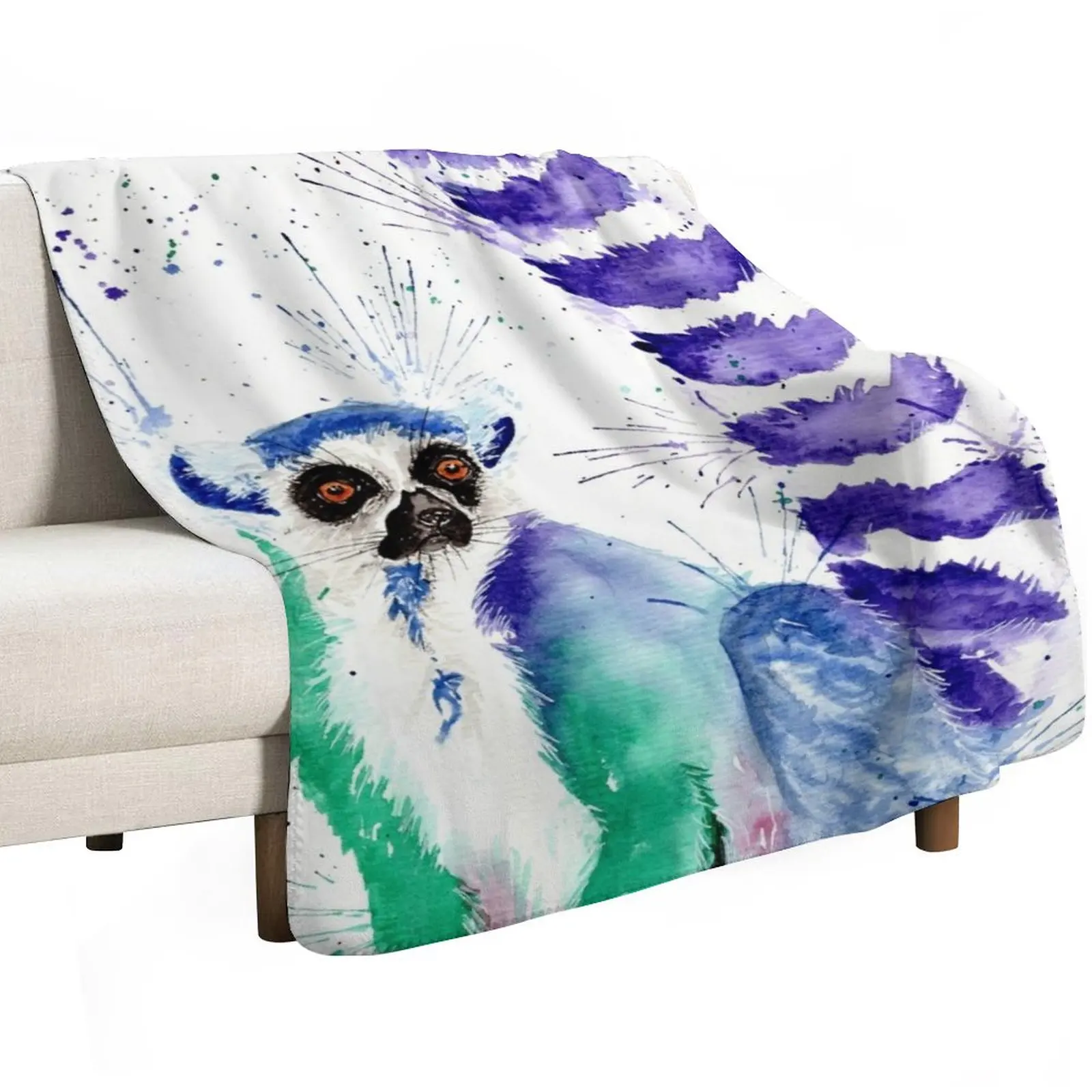 

Cute quirky colourful sassy ring tailed Lemur Throw Blanket Decorative Throw Heavy Moving warm for winter Blankets