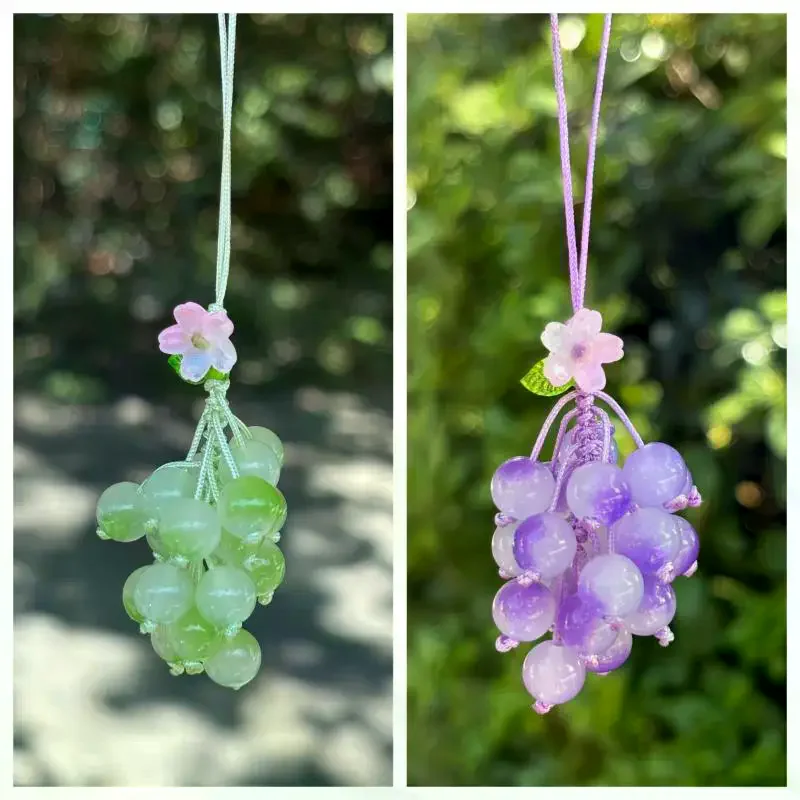 

Изысканный кулон с имитацией винограда, градиентный цвет, брелок с виноградом, милая милая сумка из бисера, автомобильные украшения для женщин, декор сумочки