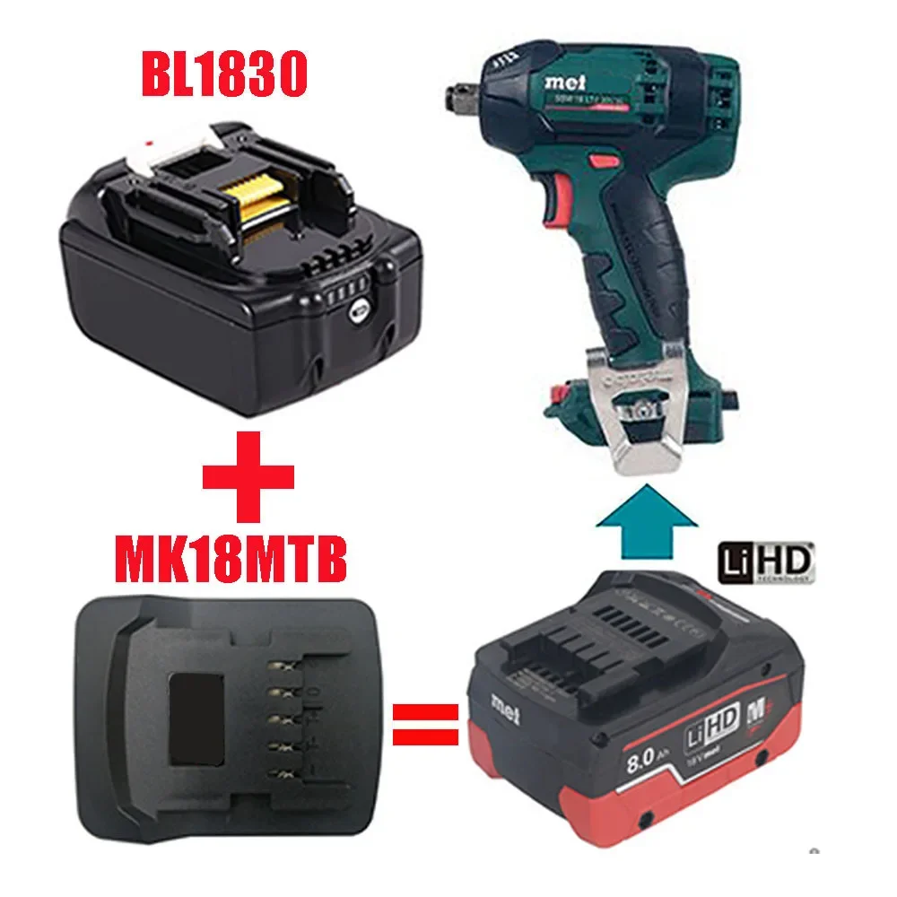 MK18MTB Batterieadapter für Makita 18V Li-Ionen-Akkus zur Verwendung mit Metabo 18V Li-Ionen-Akkus für Metabo-Elektrowerkzeuge. – Detail 1