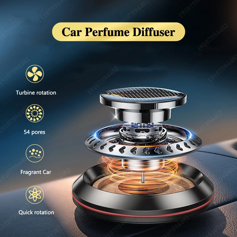 Solar Rotation Car Air Freshener Auto Perfume Diffuser Essential Oil Flavoring Dashboard Interior Ornaments Remove Odor Supplies