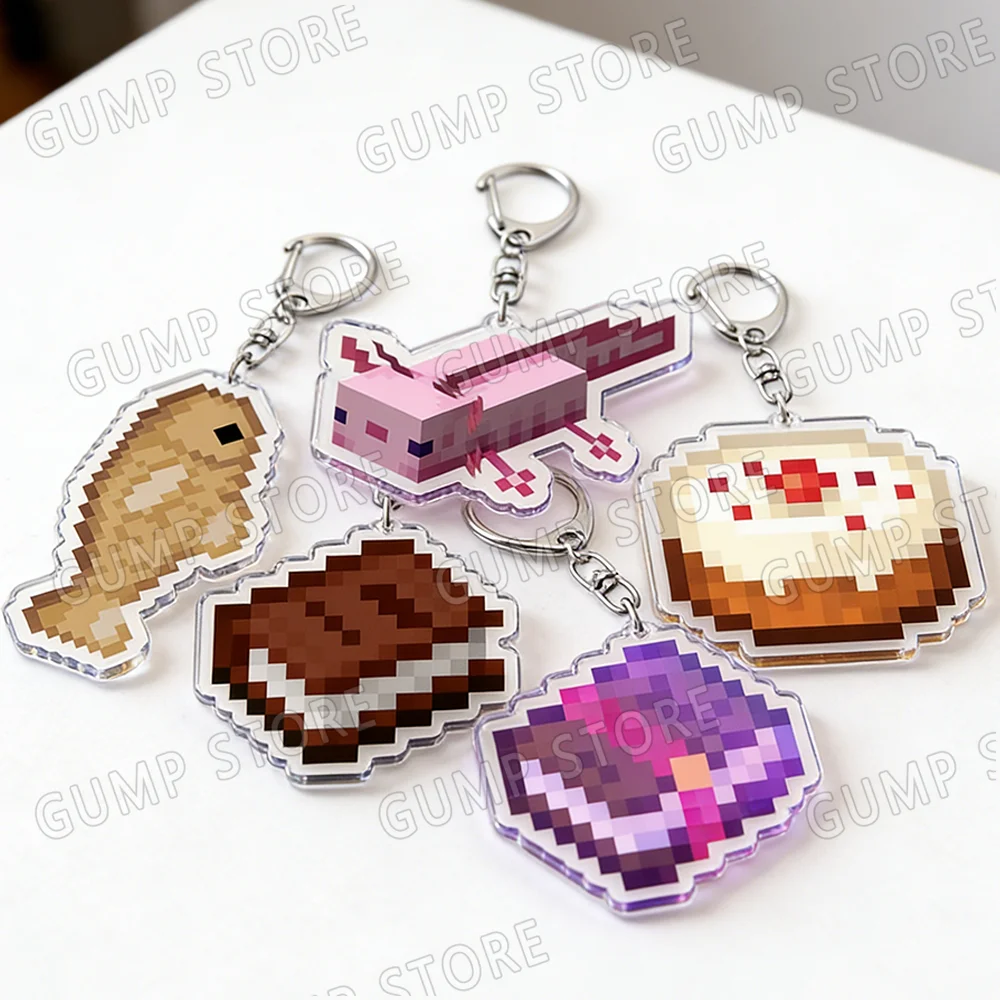 Cute Animal Chick Capibara Keychain for Accessories Game Pixel Style Keyring Key Chains Jewelry Fans Boyfriends Gifts