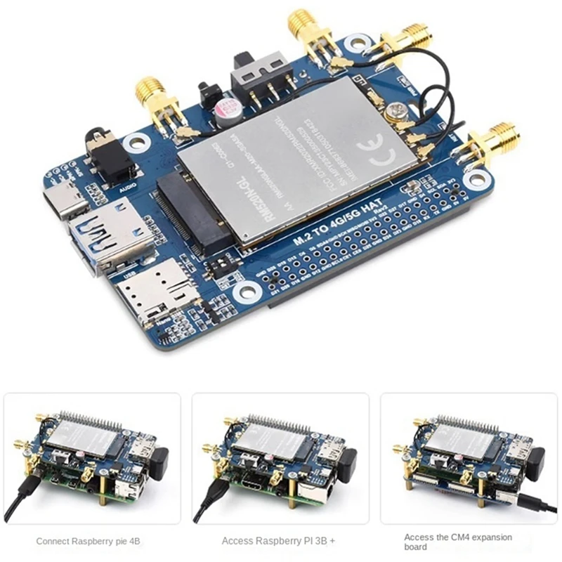 

5G Communication Expansion Board Supports 4G 3G RM520N-GL Black With Metal Case (US) For Raspberry Pi