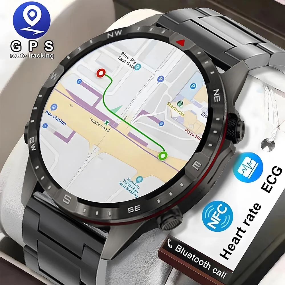 2024 New Men Smart Watch Heart Rate Blood Oxygen Monitor Compass GPS Sports Fitness Tracker HD Voice Bluetooth Call Smart Watchs