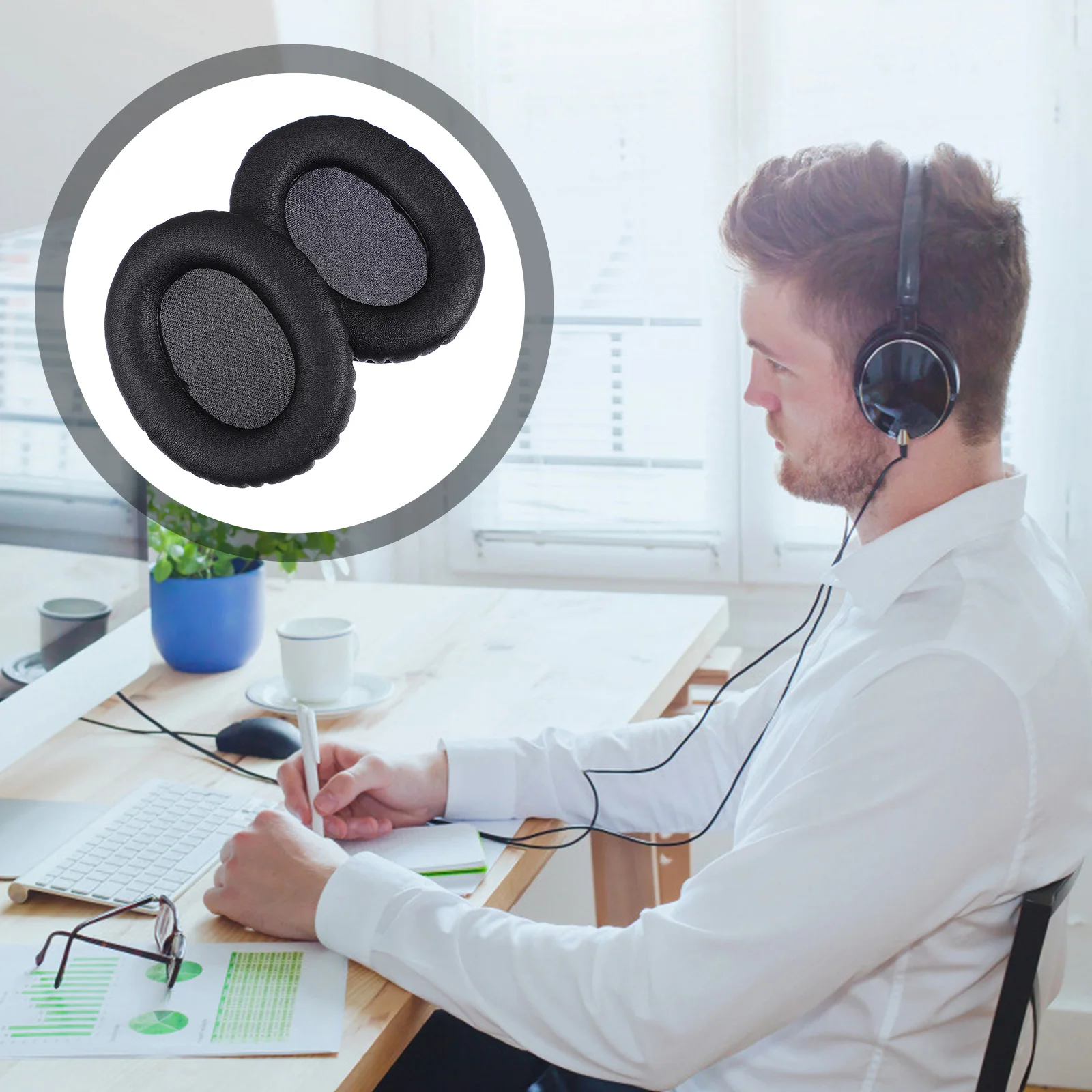 

2 Pcs Earphone Case Headphones Pads Cushions Earmuffs Replacement Sponge Earpads