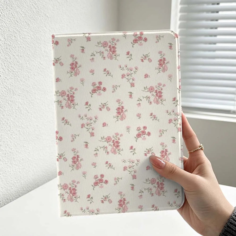 Minimalist Small Floral Print Cover For iPad Pro Air mini 7 6 5 4 3 2 1 9gen M5 M4 11th 10th A17 Pro A16 Soft Inch Tablet Case