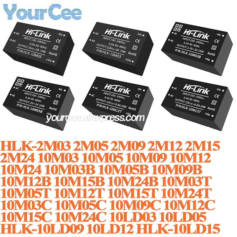 HLK-10M05 HLK-10M12 HLK-2M12 HLK-2M09 HLK-2M05 2M03 AC-DC Power Module Mini Isolation Switch Power Supply Module 220v to 12V/5V
