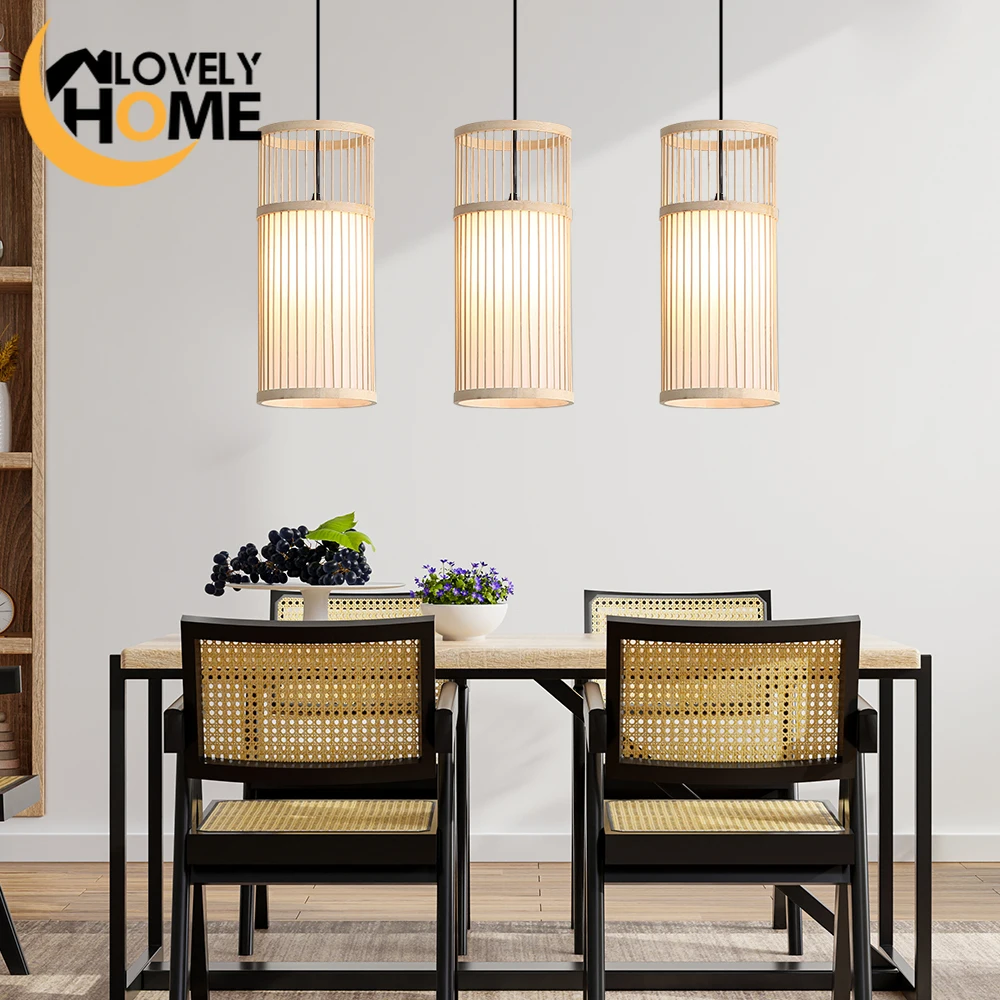 Modern Bamboo Hand Woven Bamboo Art Chandelier Bamboo Lantern Chandelier Bedroom Dining Room Lamp Japanese Pendants Lights