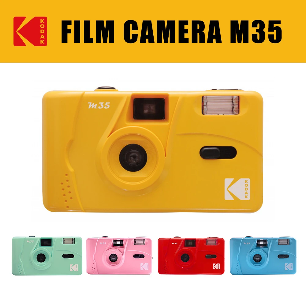 Kodak Vintage Retro M35 35mm Reusable Film Camera Fixed Focus Lens Manual Film Winding and Rewinding Built-in Flash