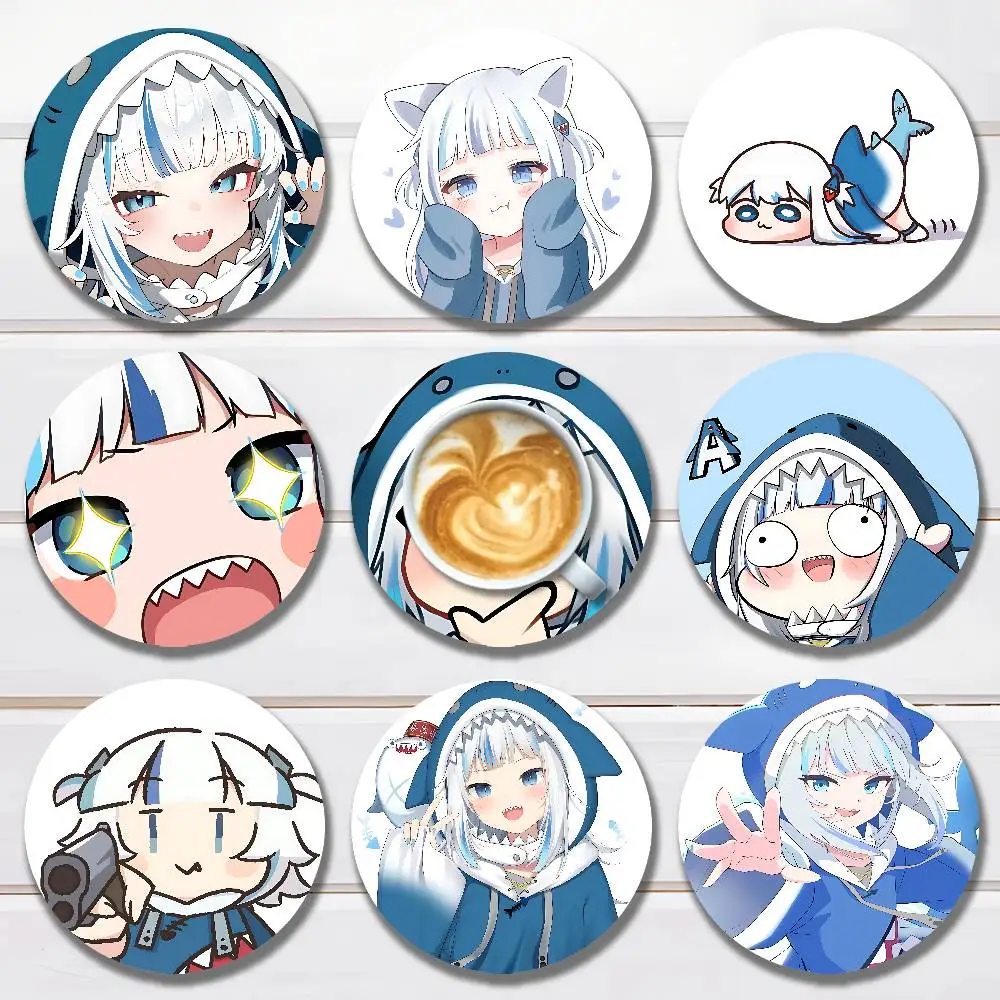 

Cute G-Gawr G-Gura wooden anti-slip coasters suitable for home office and theme party decoration