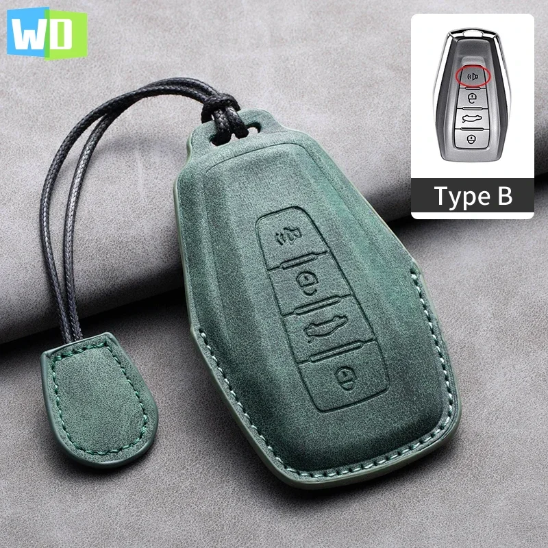 

Leather Car Key Case Cover Shell For Geely Coolray X6 Atlas Monjaro Tugella Geometry C Emgrand Global Kulrey Hawk GX7 Okavango