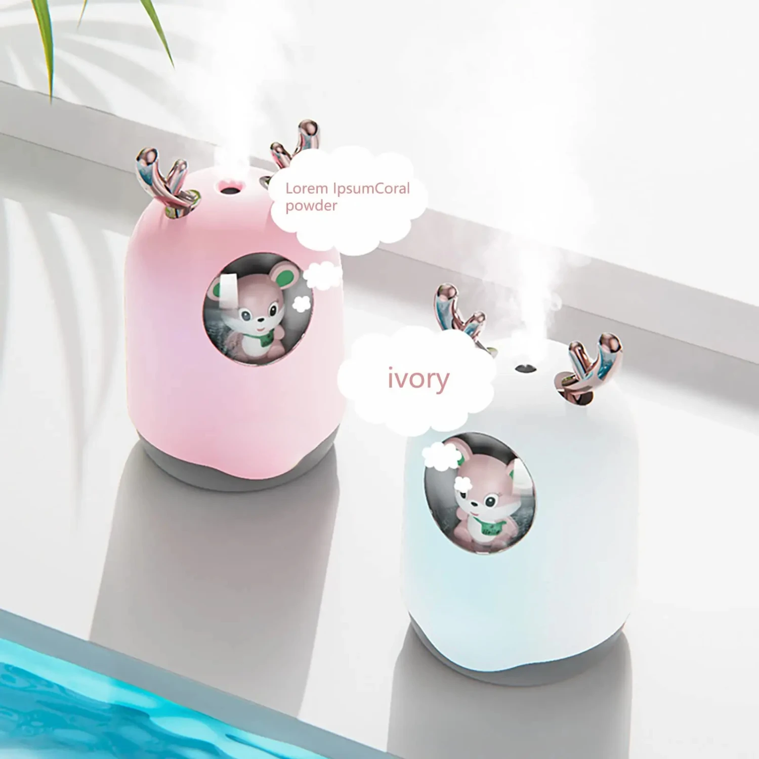 NIEUWE Mini Cute Cool Mist USB-luchtbevochtiger met 300 ml watertank en aromatherapie voor slaapkamer, auto, kantoor - kleine desktop-luchtbevochtiger