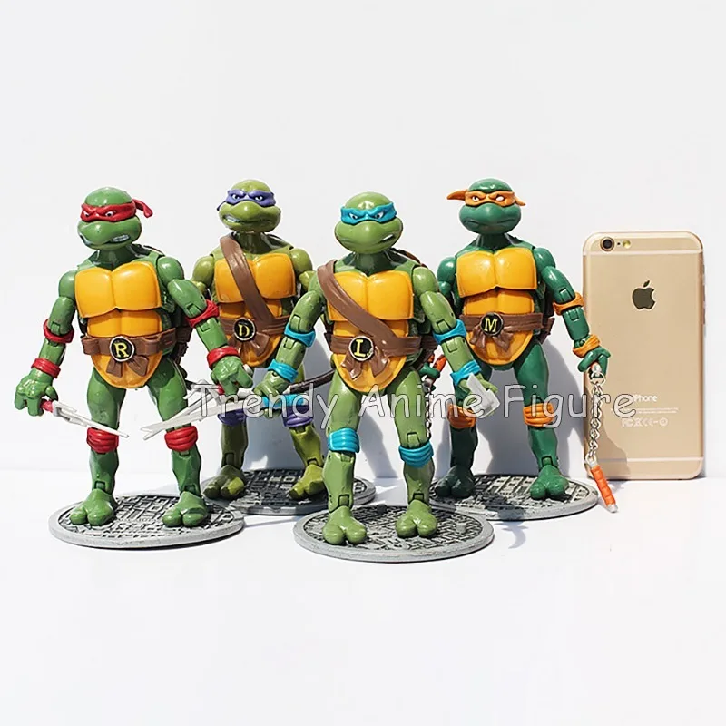 4 pçs/set Tartarugas TMNT Figura de Ação 2012 Filme Tartaruga Coleção Michelangelo Donatello Raphael Leonardo Estatueta 17cm Modelo Brinquedos