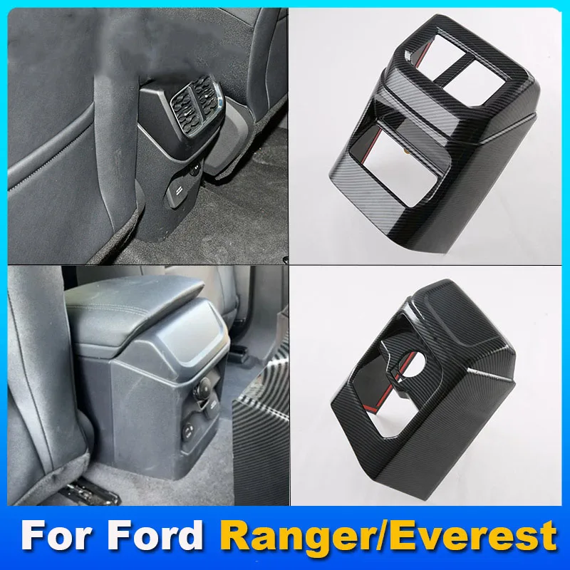 

Для Ford Ranger T9 Everest 2023 2024, АБС-пластик из углеродного волокна, задняя боковая вентиляционная панель, крышка, декоративная рамка, аксессуары для интерьера