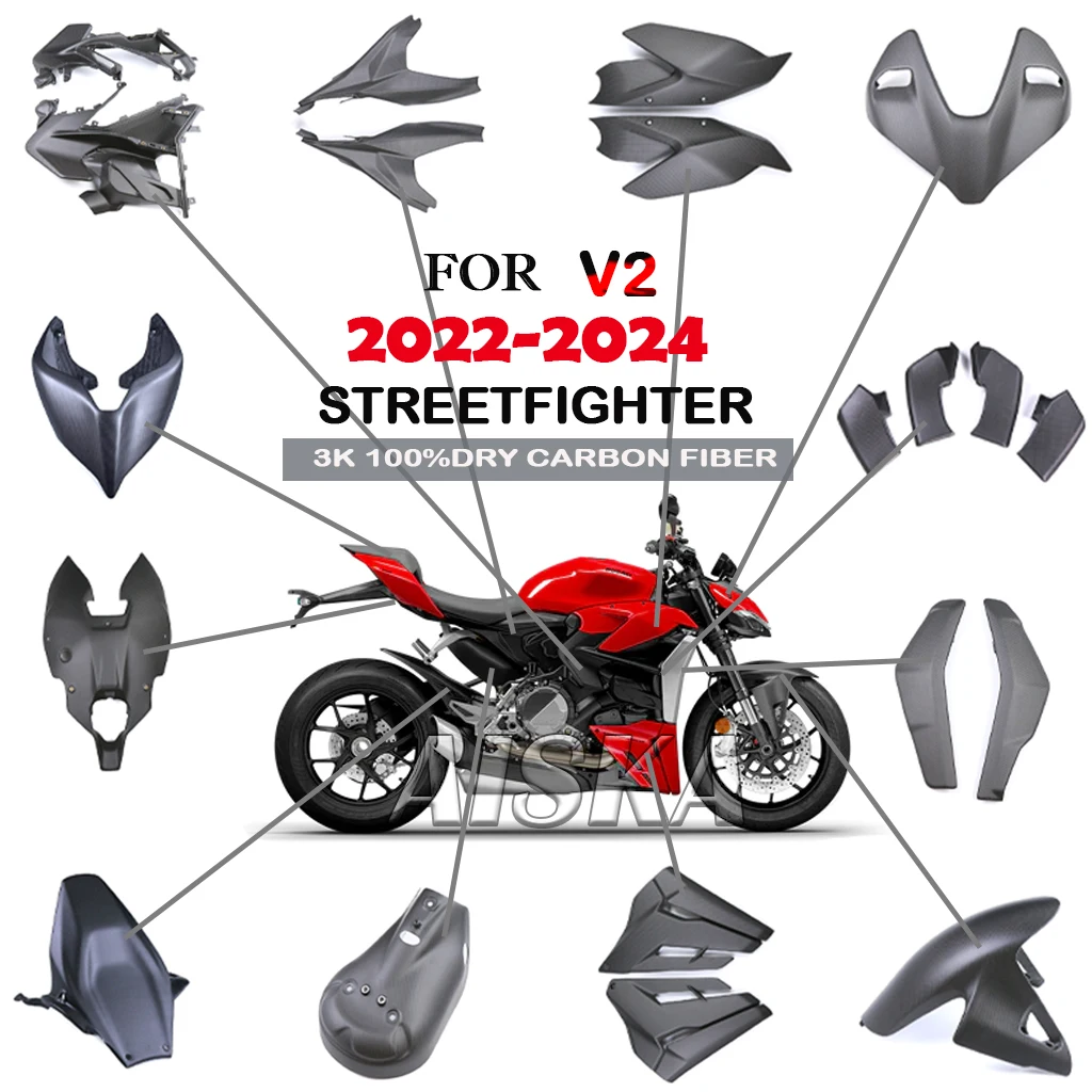 

For DUCATI Streetfighter V2 2022 2023 2024 Fender Exhaust Cover Fixed wing Fuel Tank Side Panel Front Fairing Kit Carbon Fiber