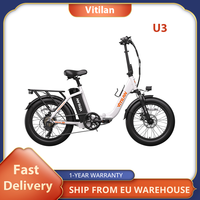 Vitilan U3 Electric Bike, 750W Motor, 48V 13AH Battery, 20*4.0-inch Fat Tires Ebike, 45km/h Max Speed,Front Fork, LCD Display