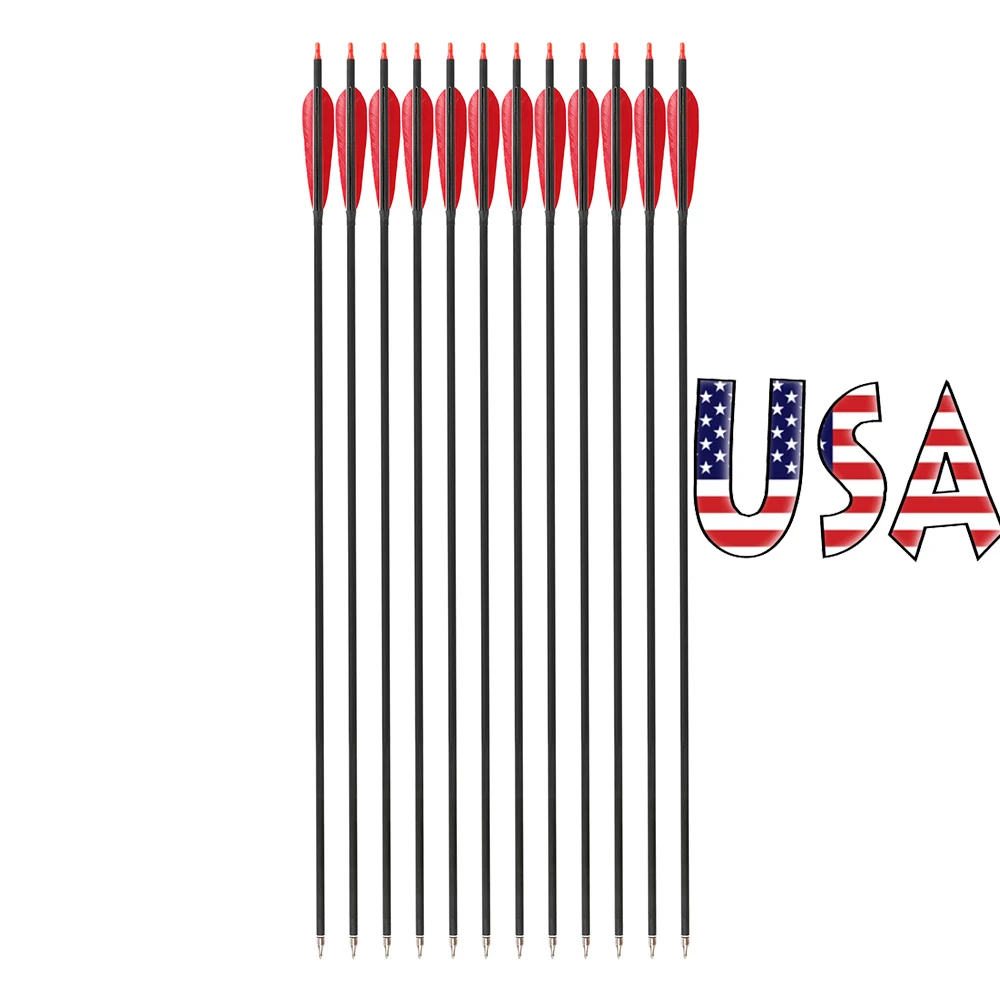 

12 шт. стрел из смешанного карбона Spine 500, 35 дюймов, внутренний диаметр 6,2 мм, 5-дюймовые оперения из пера индейки, для стрельбы из лука, для лонгбоу, рекурсивного лука, охотничьи стрелы