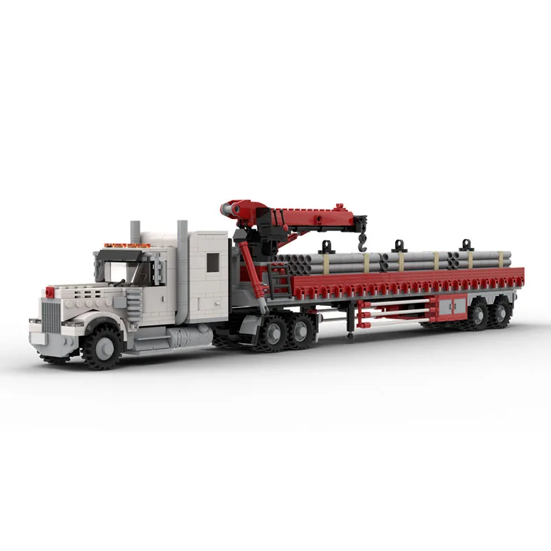 Neue 1522pcs moc city engineering serie modular kenworth w900 kran lkw anhänger modell kreative ideen spielzeug geschenk technologie blöcke