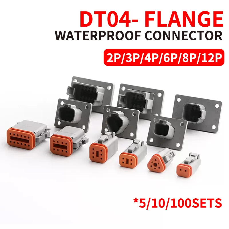 

DT04-4P-L012 Deutsch flange type waterproof automotive connector 2P/3P/4P/6P/8P/12P sheath butt harness socket terminal