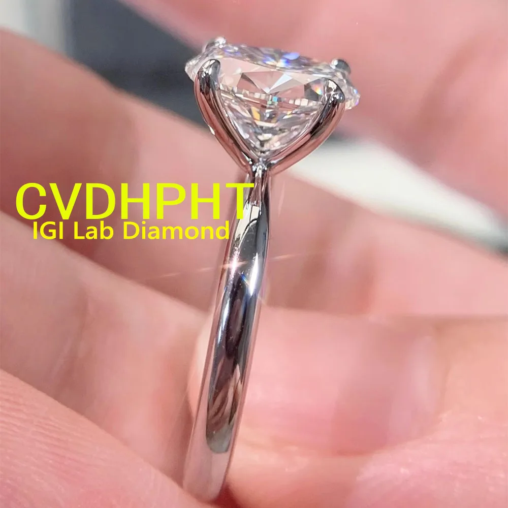 

Кольцо с бриллиантом IGI Lab Grown, овальное кольцо D, цвет 1, 2, 3, 4 карата, твердое кольцо из белого золота 18 карат, свадебное и обручальное кольцо с бриллиантом ﻿