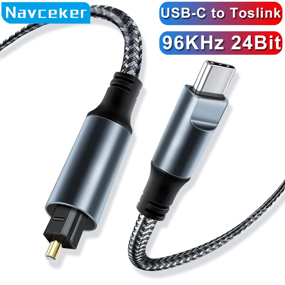 USB Type C to Optical SPDIF Toslink Audio Cable Braided Gold Plated 24Bit 96kHz Digital Stereo Adapter for Soundbar Speaker TV