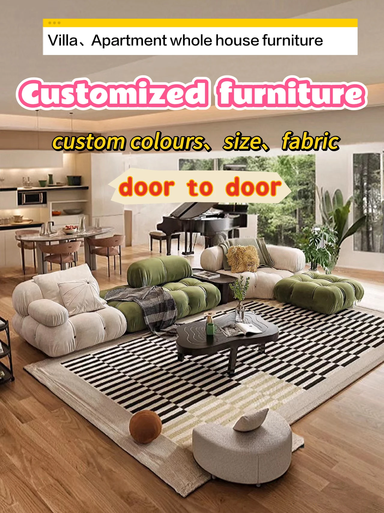 Customized Villa Furniture Custom Size Fabric Colour Variety Of Style Whole house furniture matching scheme design Door To Door