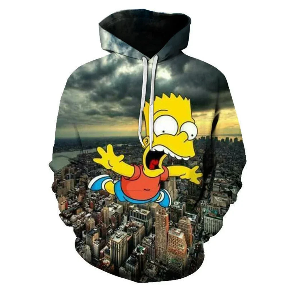 MINISO Simpsons Hoodies Cartoon Anime Simpson 3D Print Men Fashion Oversized Sweatshirt Hoodie Adult Pullover Tops Clothing