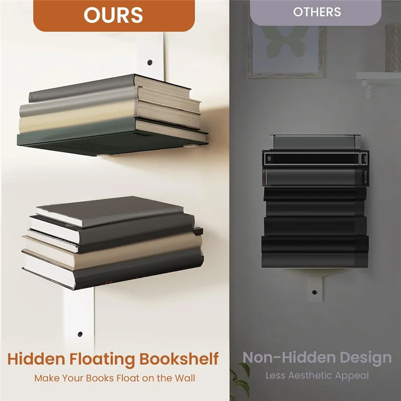 

2Pcs Floating Book Shelves For Wall Constructed Bookshelf For Home Office For Bedroom Living Room Office
