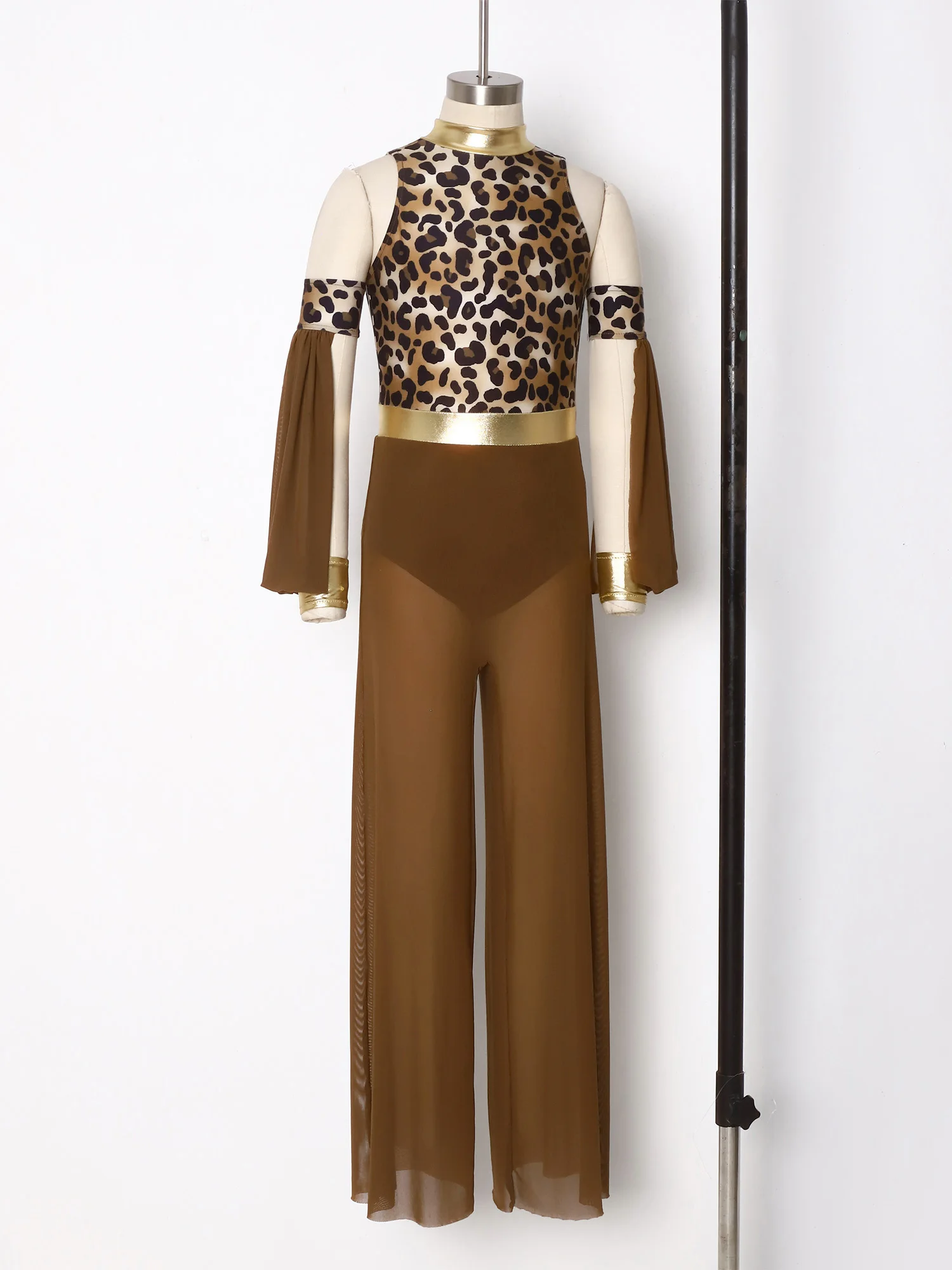 Children Leopard Cha Cha Samba Dance Clothing Girls Latin Dance Outfit Primitive Tribe Performance Clothes Kids Cavegirl Costume