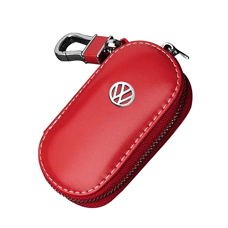 Leather Car Key Case Purse Cover for Volkswagen Sharan Golf Passat Jetta Touareg Tiguan Polo Sagitar Lavida Scirocco Accessories