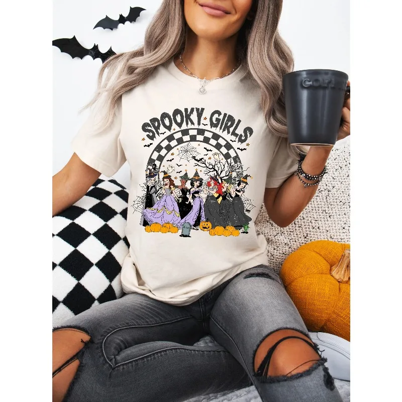 "Chemise d'Halloween de princesse fille effrayante, T-shirt de voyage de fille de saison effrayante de princesse du parc Disney Halloween heureuse.